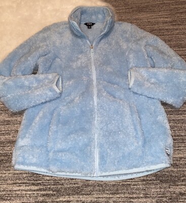 Fila Sport Light Blue Plush Fleece Teddy Zip Jacket Medium