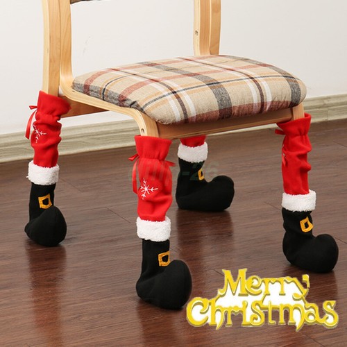 SALE 4x Christmas Chair Leg Cover Santa Table Foot Boots Sleeve Xmas Party Decor - Picture 4 of 8