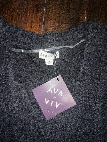 NEW Ava & Viv sz 1X Black Open Front Cardigan Sweater Pockets Very Soft! - Picture 3 of 5
