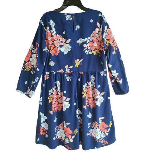 Old Navy Dress Size M Babydoll Short Mini 3/4 Sleeves Navy Floral - Picture 9 of 11