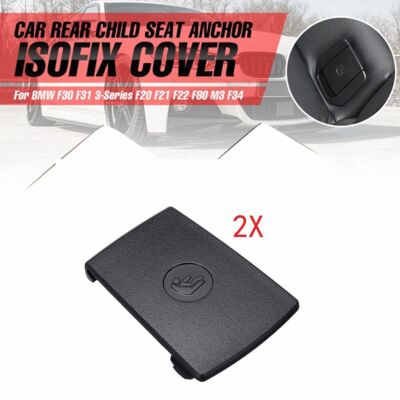 2x Black Rear Child Seat Safe Anchor ISOFix Cover For BMW F20 F30 F31 3-Series