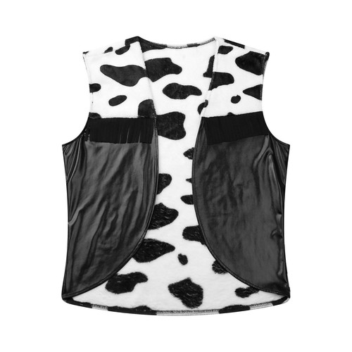 Costume cosplay uomo mucca stampa gilet flanella aperto davanti cardigan top - Foto 18 di 27
