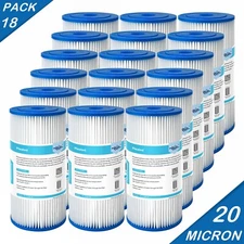 18-Pack 10" x 4.5" Washable Pleated Sediment Water Filter for Big Blue 20-Micron