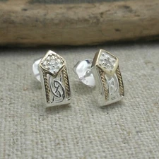 Sterling Silver & 10K Celtic Window to the Soul Diamond Earrings by Keith Jack 