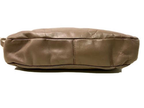 Vintage 1980’s Dark Taupe Leather Shoulder Bag Purse With Detachable YKK Zipper - Picture 4 of 8