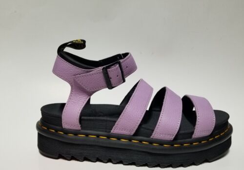 Dr Doc Martens Blaire sandali con cinturino plateau in pelle lilla Pisa taglia 10 - Foto 3 di 6