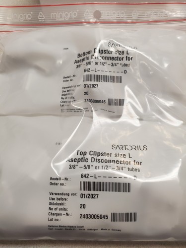 Sartorius Stedim 642-L-D Clipster Taglia L Sezionatore Asettico 642LD/Confezione da 10 - Foto 4 di 6
