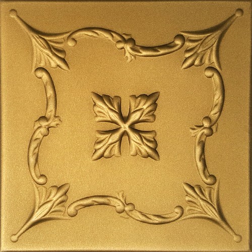 Ceiling Tiles, Glue Up 20" x 20", Decorative, Styrofoam, SARATOV Metalic GOLD - Picture 1 of 2