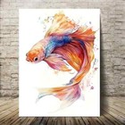 A colorful fish painting on a white wall Wall Art  Canvas Unframed/Framed