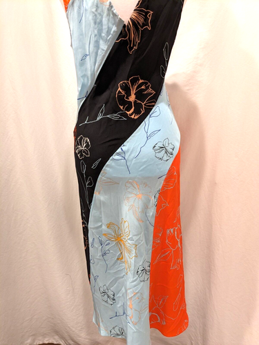 Diane Von Furstenberg Womens Color Block Floral Design Midi Dress 100% Silk - Picture 9 of 20