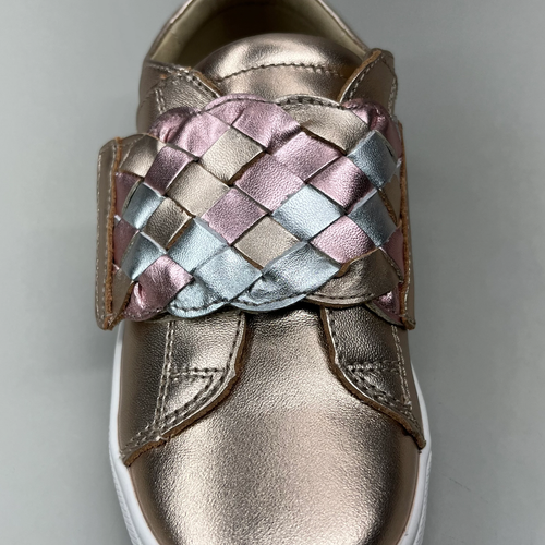 OLD SOLES Igster Sneakers Kid's Leather Shoe Sz 28 US 11 Copper/ Silver/ Pink - Picture 10 of 11