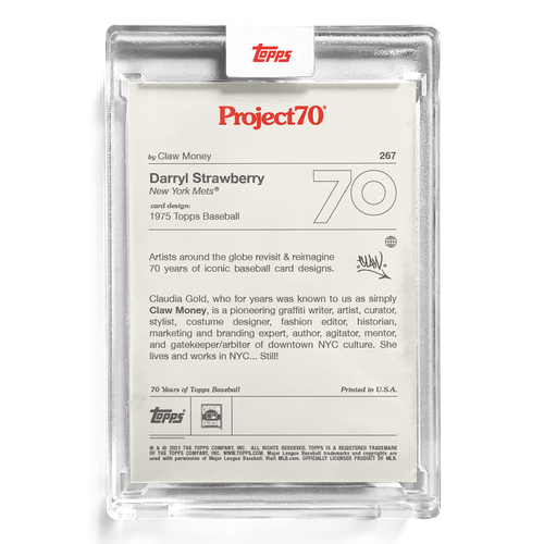 2021 TOPPS PROJECT 70 1975 #267 DARRYL STRAWBERRY BY CLAW MONEY NY NEW YORK METS - Picture 2 of 2