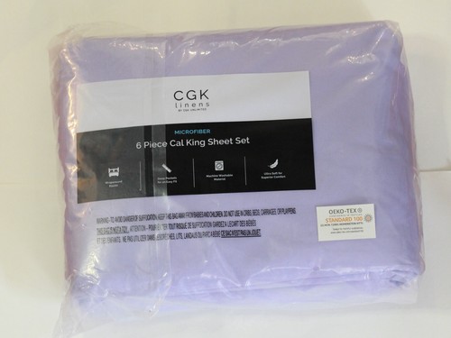 CGK Linens Cal King Flat Sheet, Fitted Sheet, 4 Pillowcases Lavender NEW - Picture 2 of 2