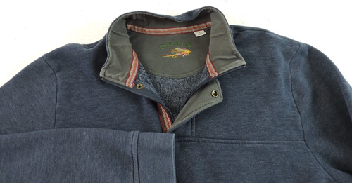 Orvis Mens XL Signature Pullover Fleece Lined Mock Neck Pullover 1/4 Zip + Snap - Picture 3 of 14