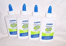 WHITE GLUE - BAZIC MULTIPURPOSE 4 BOTTLES SET = 4 FL OZ - DRIES CLEAR 