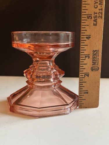 LE Smith Glass Pink Pedestal Candle Holder Reversible Pillar Taper Vintage - Picture 6 of 21