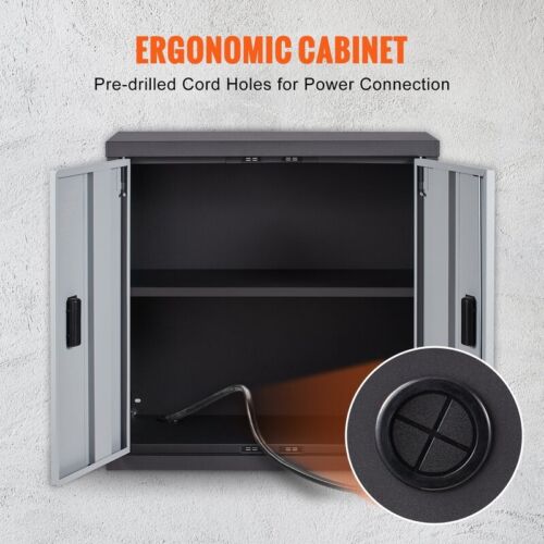 Foldable Wall Cabinet Garage Cabinet Wall Mounted Indoor Storage Steel Black New - Picture 8 of 9