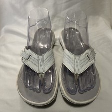 Clarks Cloudsteppers Brinkley Jazz Flip Flop Thong Sandals White Women's 6