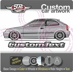 Custom 1996 97 98 00 Civic Ek Hatch Si Hatchback Art For T Shirt N A W Honda Ebay