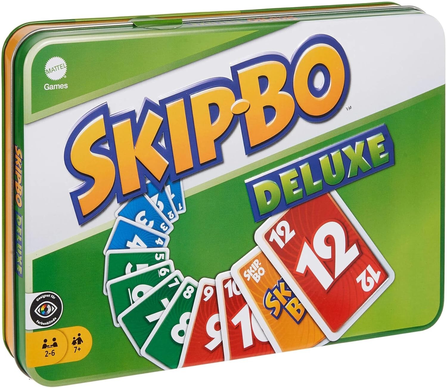 Mattel Games Skip-BO Deluxe, in Metallbox, Kartenspiele für die Familie, als...