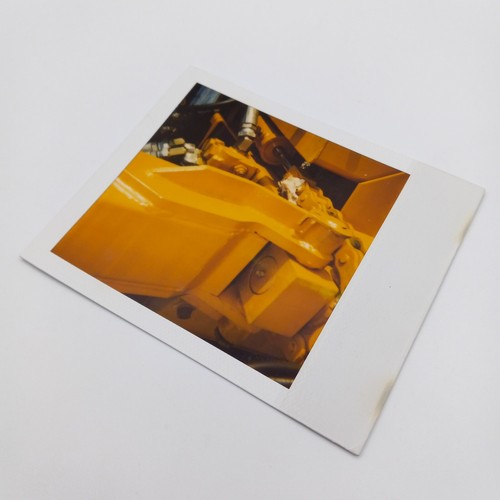 Vintage Polaroid Photo Yellow Metal Machinery Close Up Odd Found Art Snapshot - Picture 4 of 5