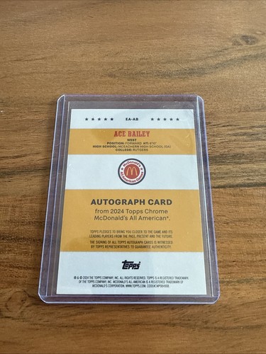 Ace Bailey 2024 Topps McDonald's All-American On Card Event Autograph Auto EA-AB - Bild 2 von 2