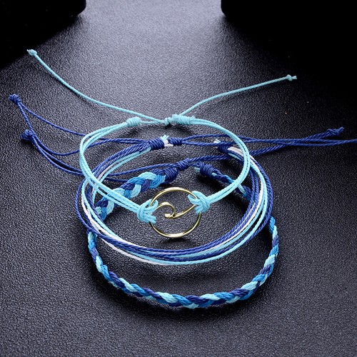 Women's Rop Bracelets 3pcs Jewelry Wave Beach Metal Ocean Hand - Picture 2 of 14