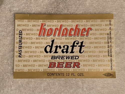 ETIQUETA DE CERVEZA DE BARRIL HORLACHER 12 fl oz ¡Excelente estado!  ¡¡Ver fotos!!! - Imagen 1 de 7