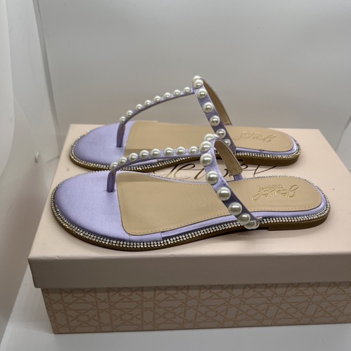 Sandalias de Tanga Jewel Badgley Mischka Grant Mujer Piedras Lila Perla Talla 6 con Caja - Imagen 5 de 24