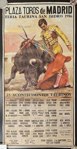 Original Vtg Spanish POSTER Plaza de Toros Feria Taurina San Isidro 1986 21x41” - Picture 1 of 14