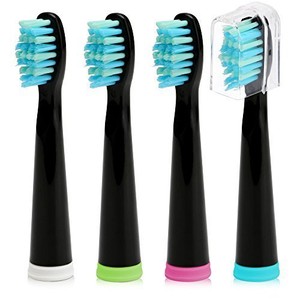 Fairywill-Electric-Toothbrush-Replacement-Head-Soft-Bristle-x-4-Crystal-Black