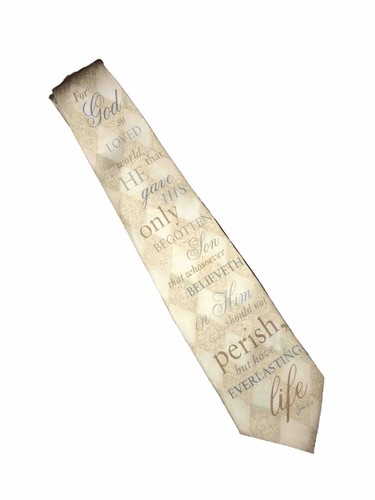 Silk Tie The Lord’s Prayer John 3.16 For God So Loved The World Religious EUC - Picture 4 of 6