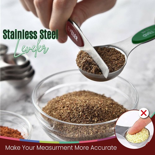 Magnetic Dual Sided Measuring Spoons w/ Leveler Stainless Kitchen Tool -Set of 9 - Picture 12 of 116
