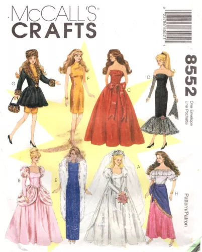 11½" FASHION DOLL Clothes McCall's 8552 UNCUT Sewing Pattern ©1996 fits Barbie