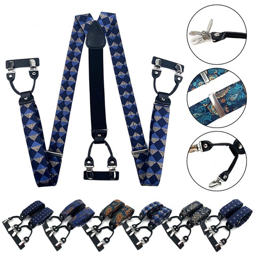 Men's Jeans Elasticated Heavy Duty Clip On Trouser Braces Adjustable Suspenders^ - Picture 2 of 23
