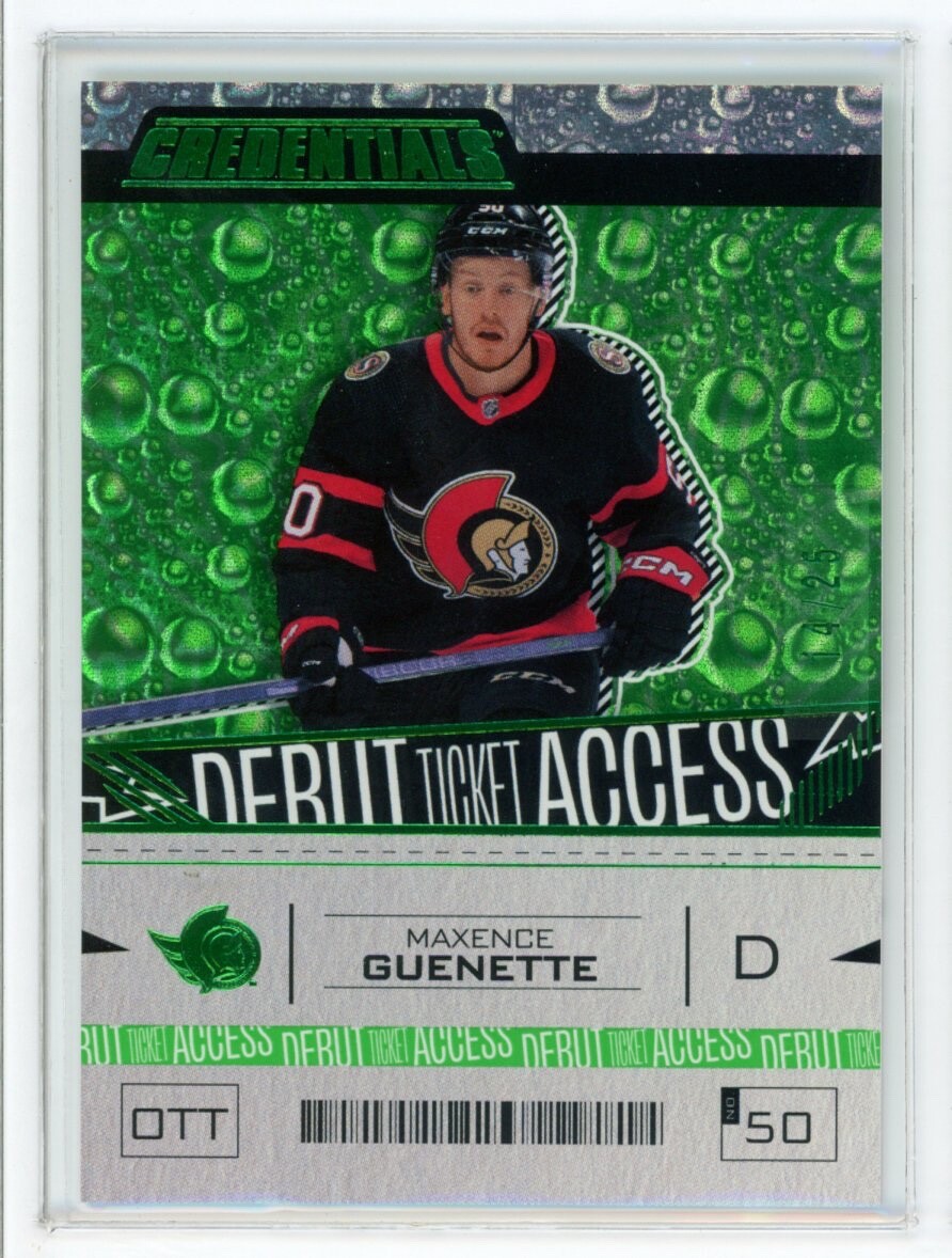 2023-24 Upper Deck Credentials Maxence Guenette RC Green Parallel #14/25