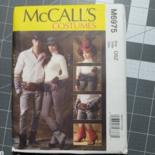 McCalls Costumes Pattern M6975 Mens/Miss STEAMPUNK Spats~Hats~Fingerless Gloves