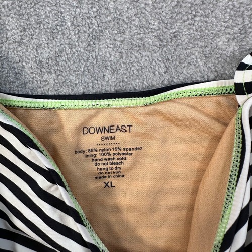 Downeast Stripe Tankini Swim Top Women's XL Black/White Adjustable Strap - Picture 4 of 6