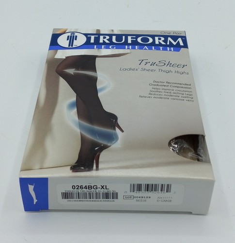 Truform Firm Beige TruSheer Thigh Highs 20-30 Compression Stocking X-Large NEW - Picture 3 of 5