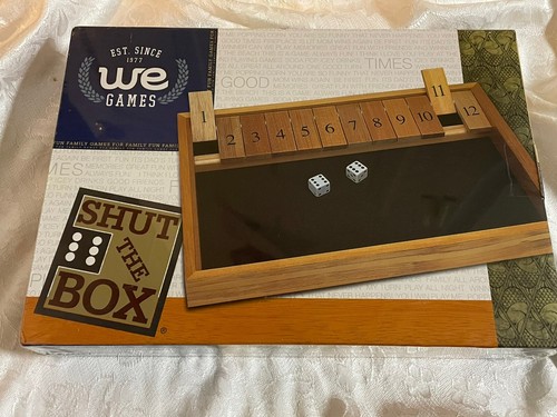 WE Games Dice Board Game 12 Number Flip Tiles Natural Wooden Box NEW NIP - Picture 2 of 3