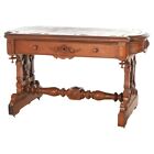 Antique Victorian Renaissance Revival Carved Walnut Trestle Form Desk C1890