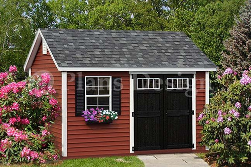 Deluxe Shed Plans 10' x 12'  Reverse Gable Roof Style Design # D1012G - Picture 1 of 2