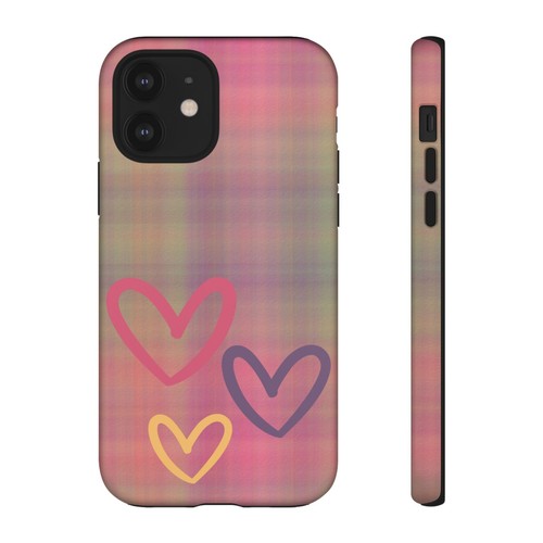 Hearts with Plaid - Custodia telefono resistente per iPhone, Samsung Galaxy, Google Pixel - Foto 108 di 285