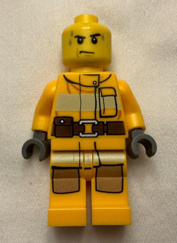 LEGO Firefighter/Bright Light Orange Minifigure Fire Suit With Sweat Drop Head - Picture 5 of 5