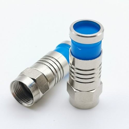 F Type Connector to RG6 Cable Coaxial Compression Fitting Connector Coax Lot - Picture 2 of 5