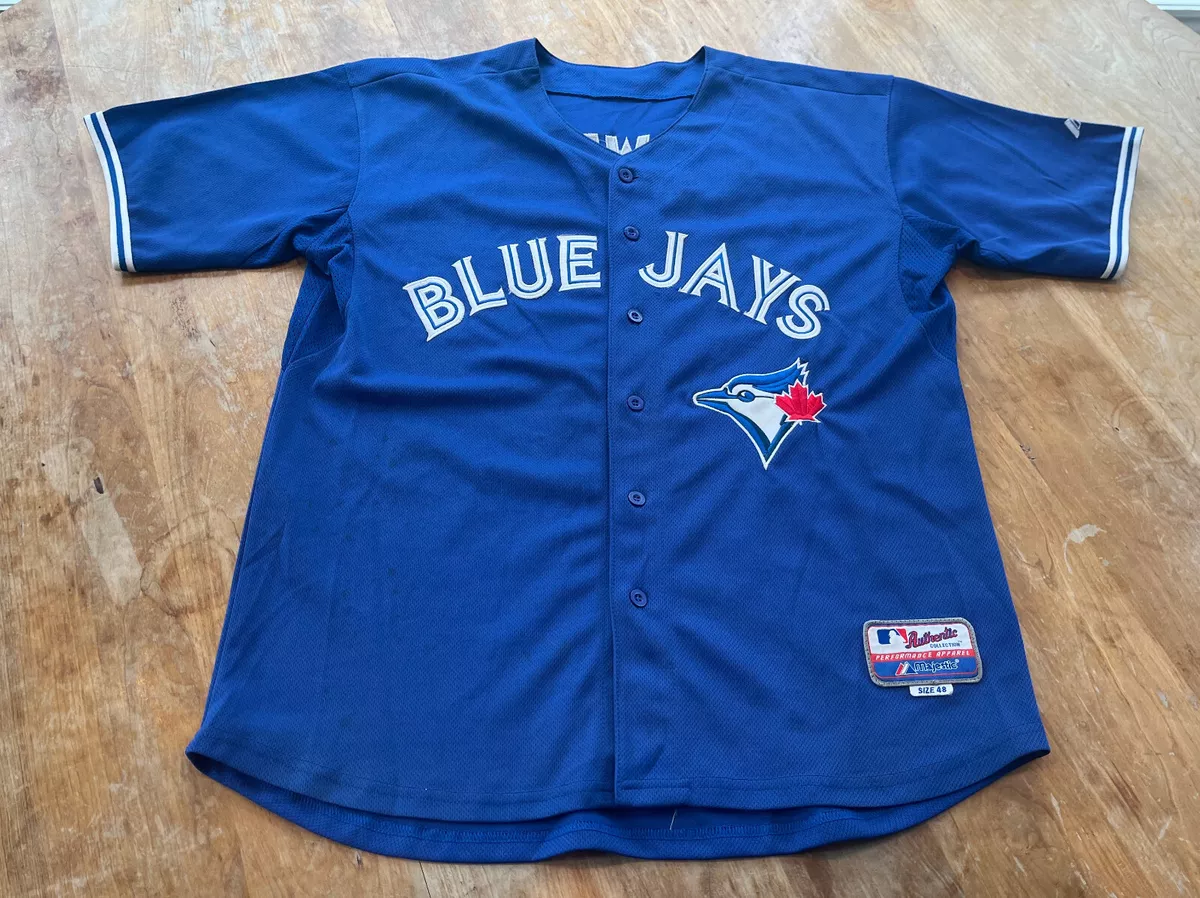 Majestic Authentic Brett Lawrie Toronto Blue Jays MLB Jersey Vintage Blue 48