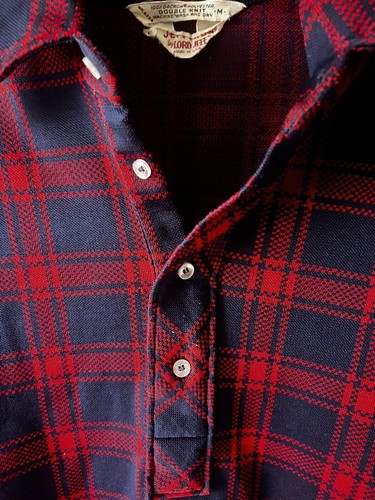 Vintage Lord Jeff Pullover Long Sleeve Red Plaid Double Knit Shirt - Check Pics! - Picture 3 of 8
