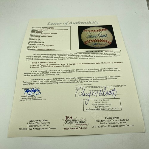Beautiful 1976 Cincinnati Reds World Series Champs Team Signed Baseball JSA COA - Picture 4 of 9