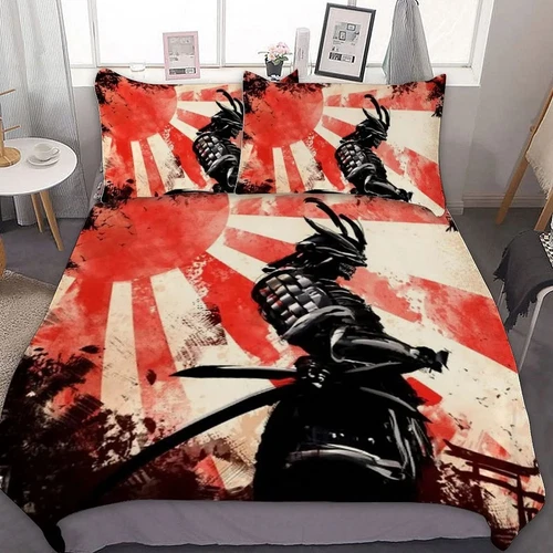 Japanese Samurai Armor Quilt Duvet Cover Pillowcase Bedding Set Single W1 - Picture 12 of 28
