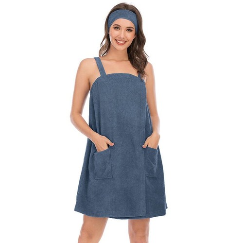 Women's Terry Cloth Towel Wrap Tank After Shower Dress Bath Spa Cozy Shower Robe - Picture 61 of 73